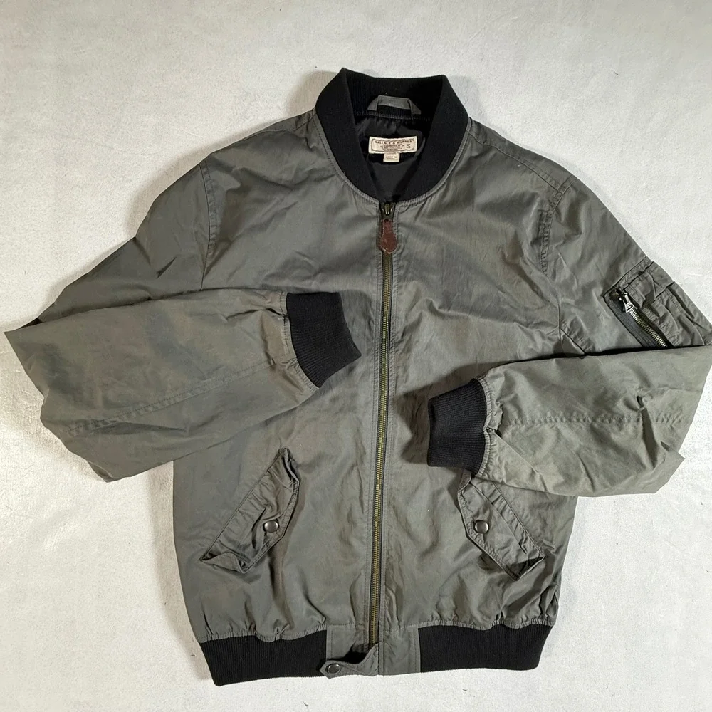 Wallace & Barnes‎ Bomber Jacket Mens Small Olive Green Full Zip Coat 90s